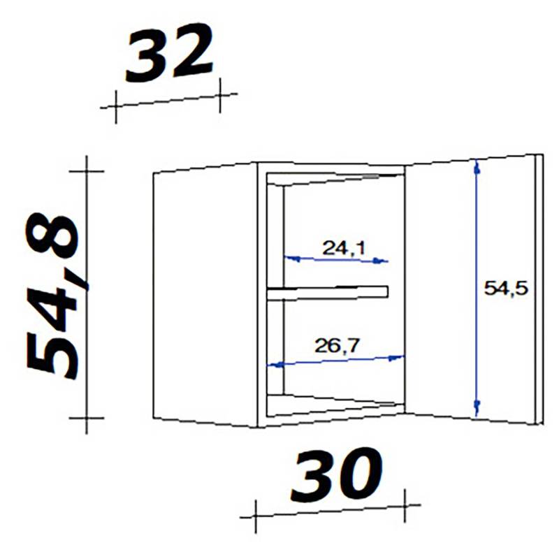 home24 Hängeschrank 30cm Braun/Weiß/Hochglanz Weiß/Eiche Sonoma Dekor von home24