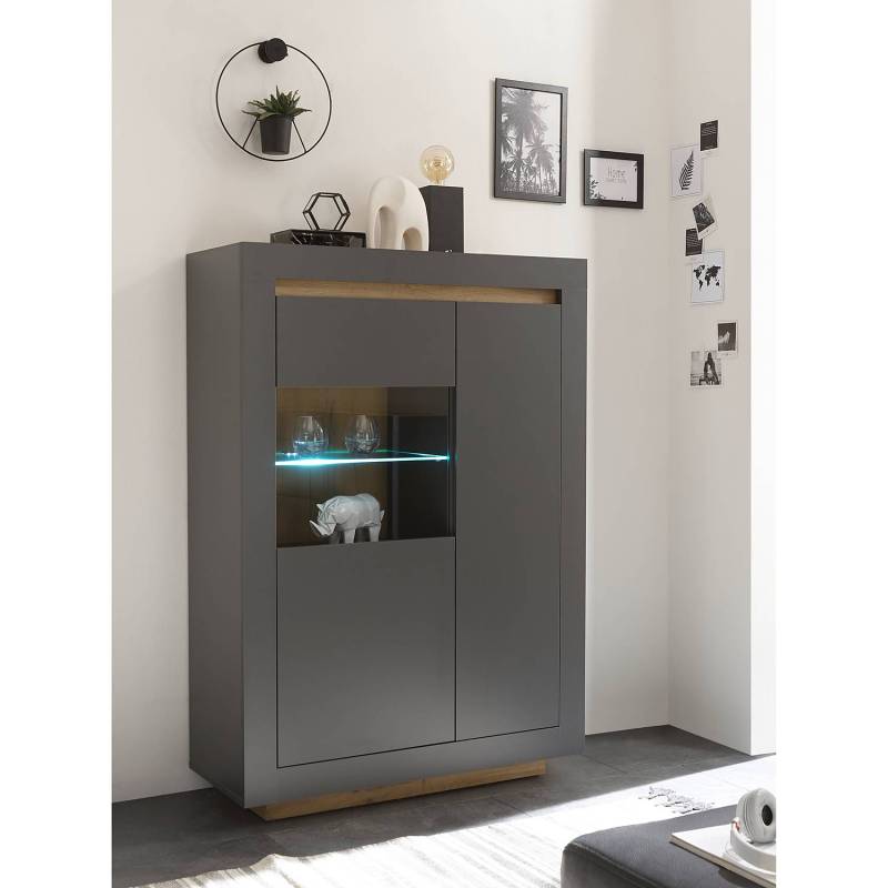 home24 Highboard 96 x 136 x 38cm Grau/Weiß/Anthrazit von home24