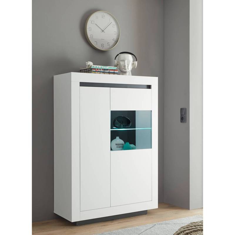 home24 Highboard 96 x 136 x 38cm Weiß/Anthrazit/Eiche Dekor von home24