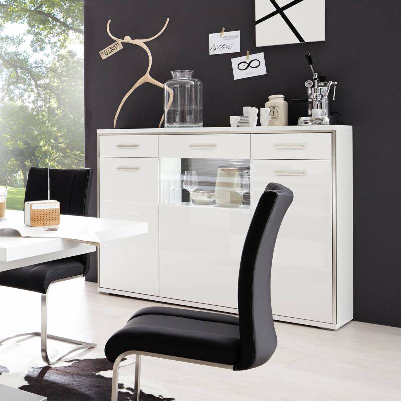 home24 Highboard I 154 x 121 x 45cm Grau/Weiß von home24