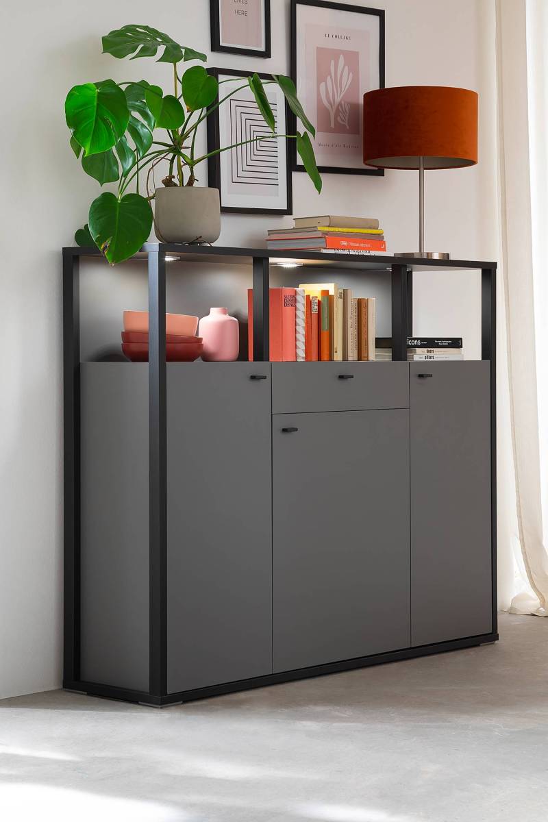 home24 Highboard 145 x 121 x 37cm Grau von home24
