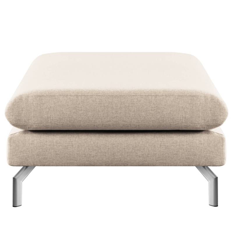 home24 Hockerbank Kayena 181 x 44 x 78cm Beige Chrom glänzend Webstoff Inas: Cappuccino von home24