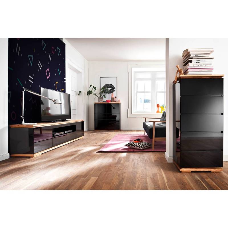 home24 Kommode 51 x 115 x 40cm Schwarz/Hochglanz Schwarz von home24