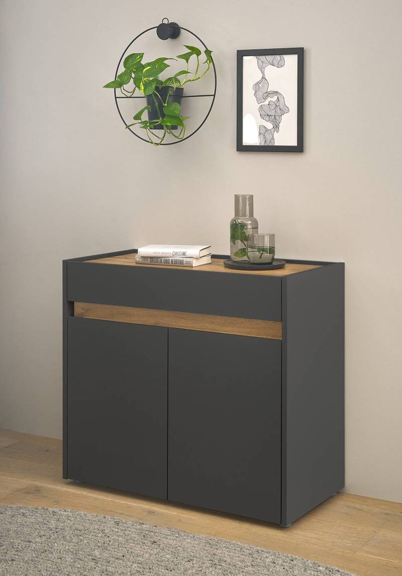 home24 Kommode mit 2 Türen 80 x 70 x 40cm Grau/Anthrazit von home24