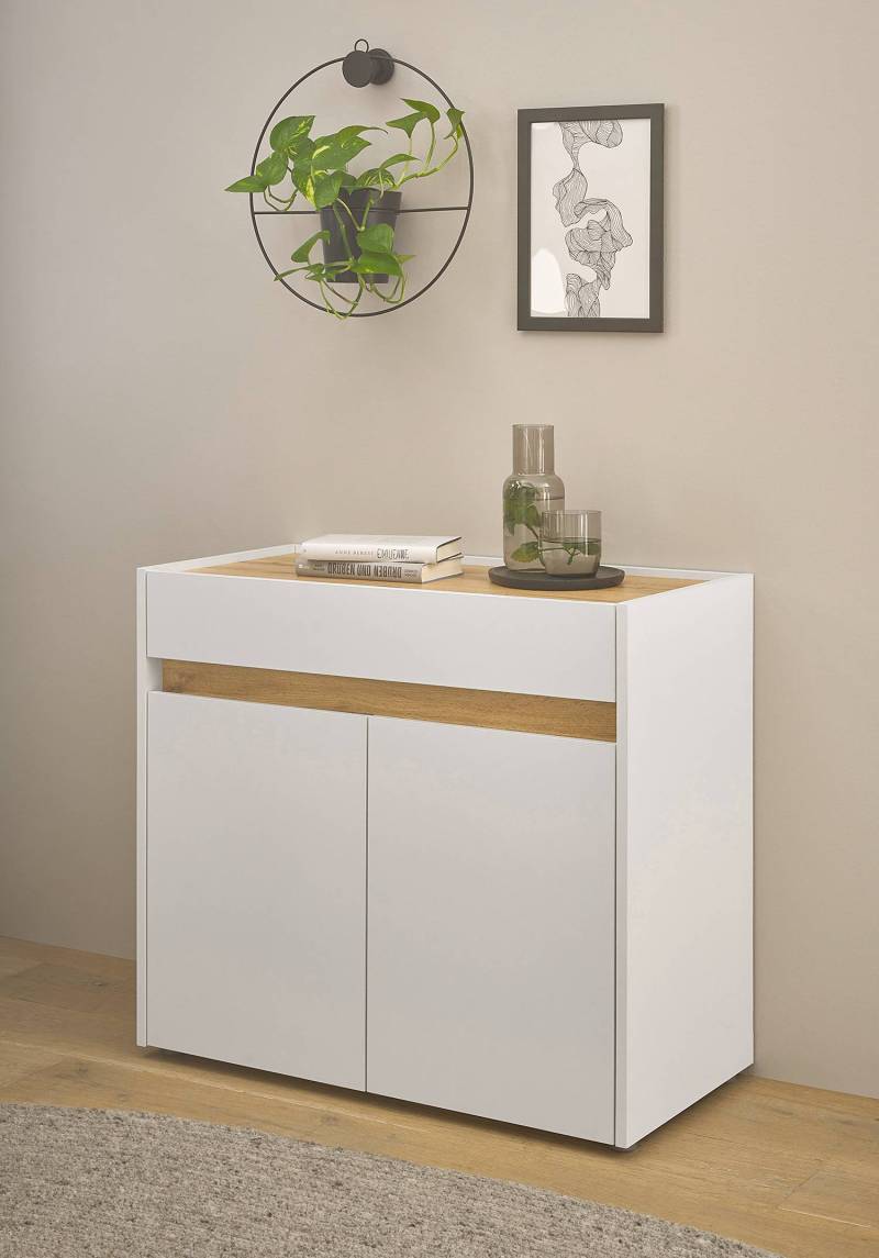 home24 Kommode mit 2 Türen 80 x 70 x 40cm Weiß/Weiß von home24