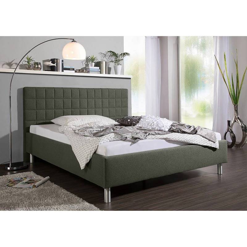 home24 Polsterbett Ulven 200 x 200cm Strukturstoff Grau/Anthrazit von home24