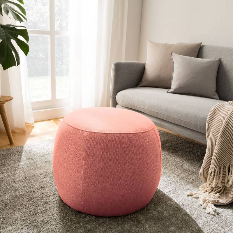 home24 Polsterhocker LOVELOCK 59 x 45 x 59cm Rot Webstoff Deran: Lachs von home24
