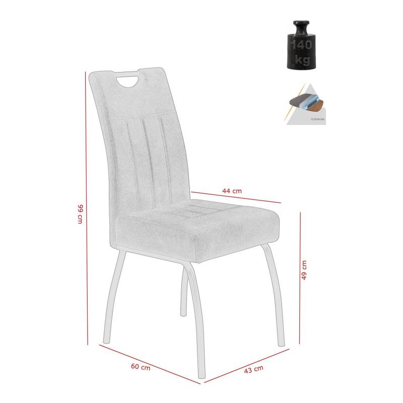 home24 Polsterstuhl Brookville 44 x 99 x 62cm 2er Set Schwarz/Anthrazit von home24