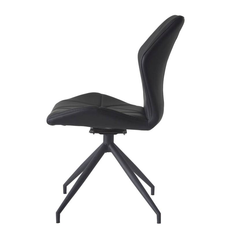 home24 Drehbarer Polsterstuhl Frontera 2er-Set 52 x 91 x 62cm Schwarz/Schwarz von home24