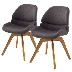 home24 Drehbarer Polsterstuhl Husson 2er-Set 52 x 85 x 65cm Grau/Anthrazit von home24