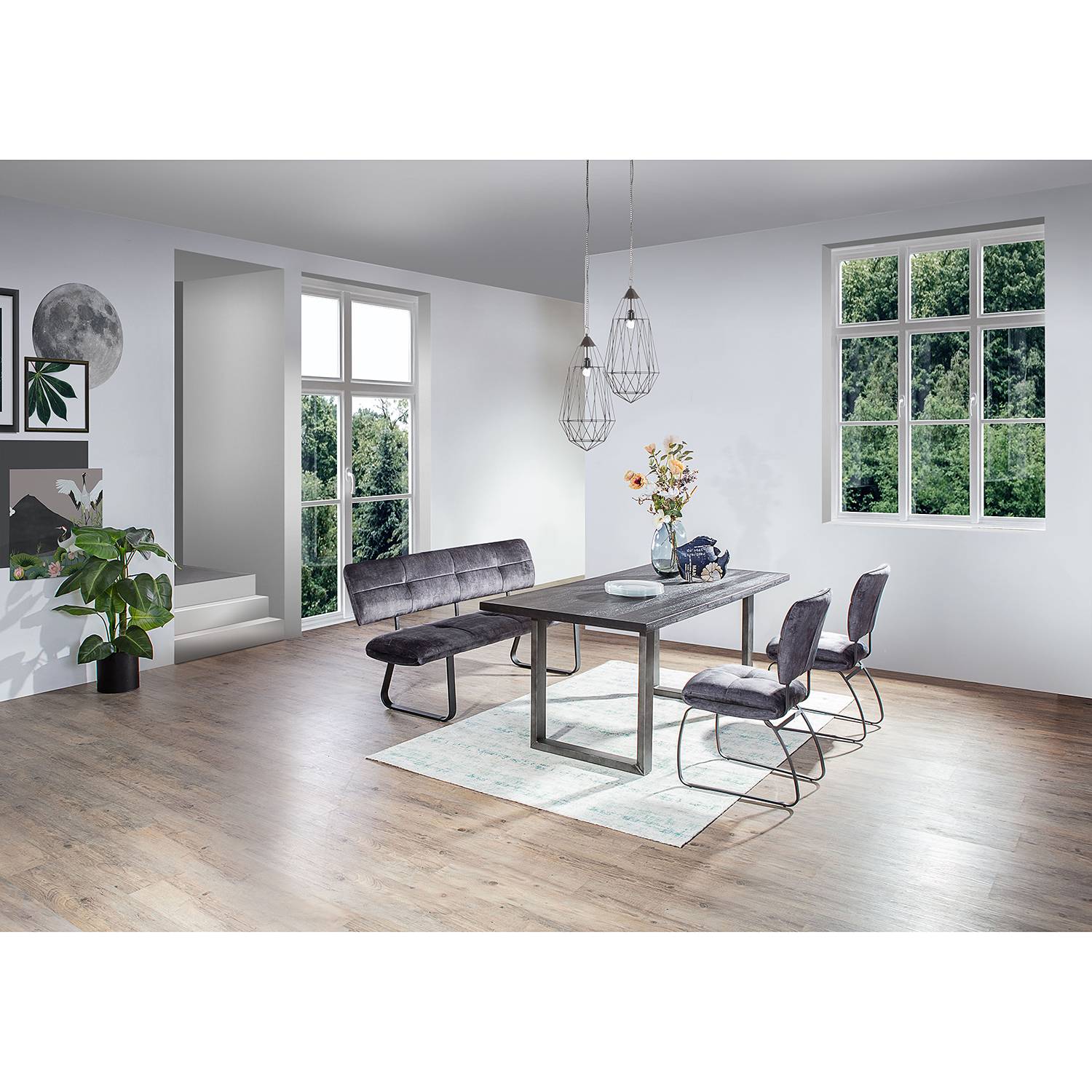 home24 Polsterstuhl 2er-Set 47 x 88 x 61cm Grau von home24