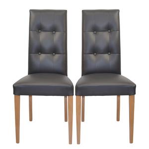 home24 Polsterstuhl Prestons 2er-Set 46 x 100 x 57cm Schwarz/Schwarz von home24