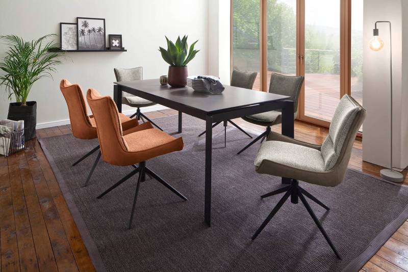 home24 Drehbarer Polsterstuhl Ramilles 2er-Set 57 x 89 x 66cm Braun/Rostbraun von home24