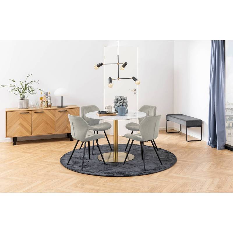 home24 Polsterstuhl Runcorn 2er-Set 48 x 83 x 55cm Microfaser Hoku: Sand Beige/Hellgrau von home24