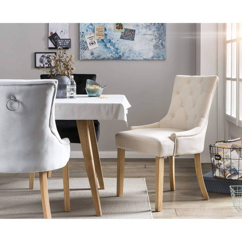 home24 Polsterstuhl Thrall 2er-Set 56 x 91 x 63cm Beige/Creme von home24