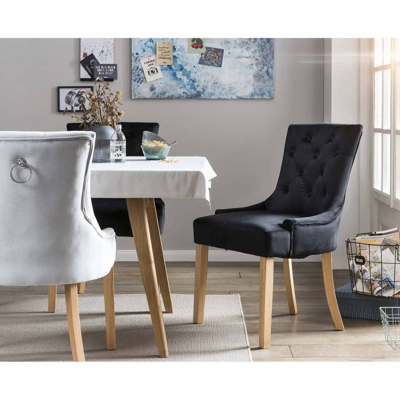home24 Polsterstuhl Thrall 2er-Set 56 x 91 x 63cm Schwarz/Schwarz von home24