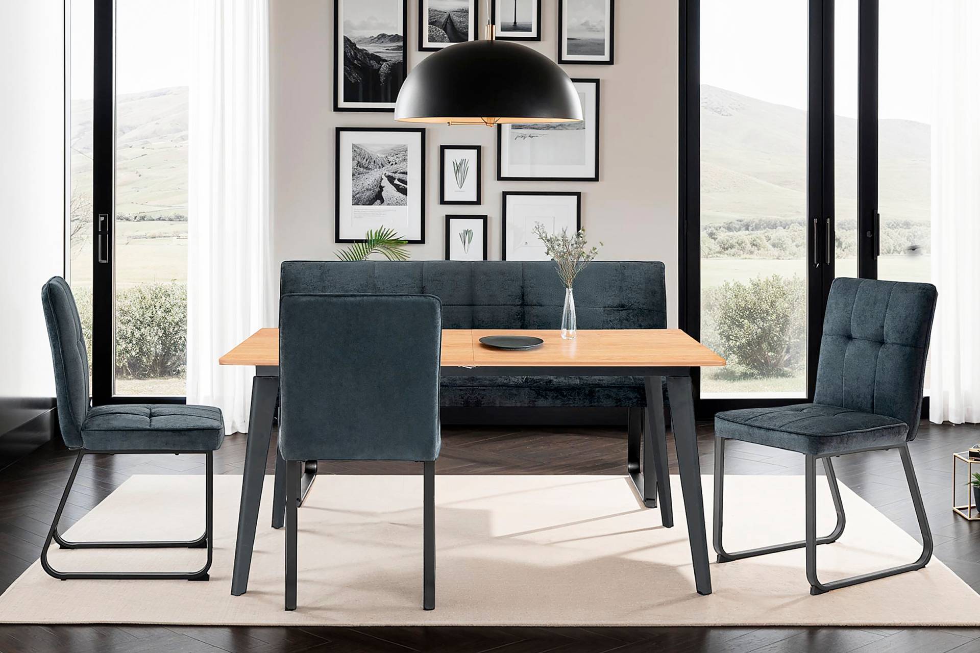 home24 Polsterstuhl Tilton I 2er-Set 46 x 86 x 55cm Grau/Dunkelgrau von home24