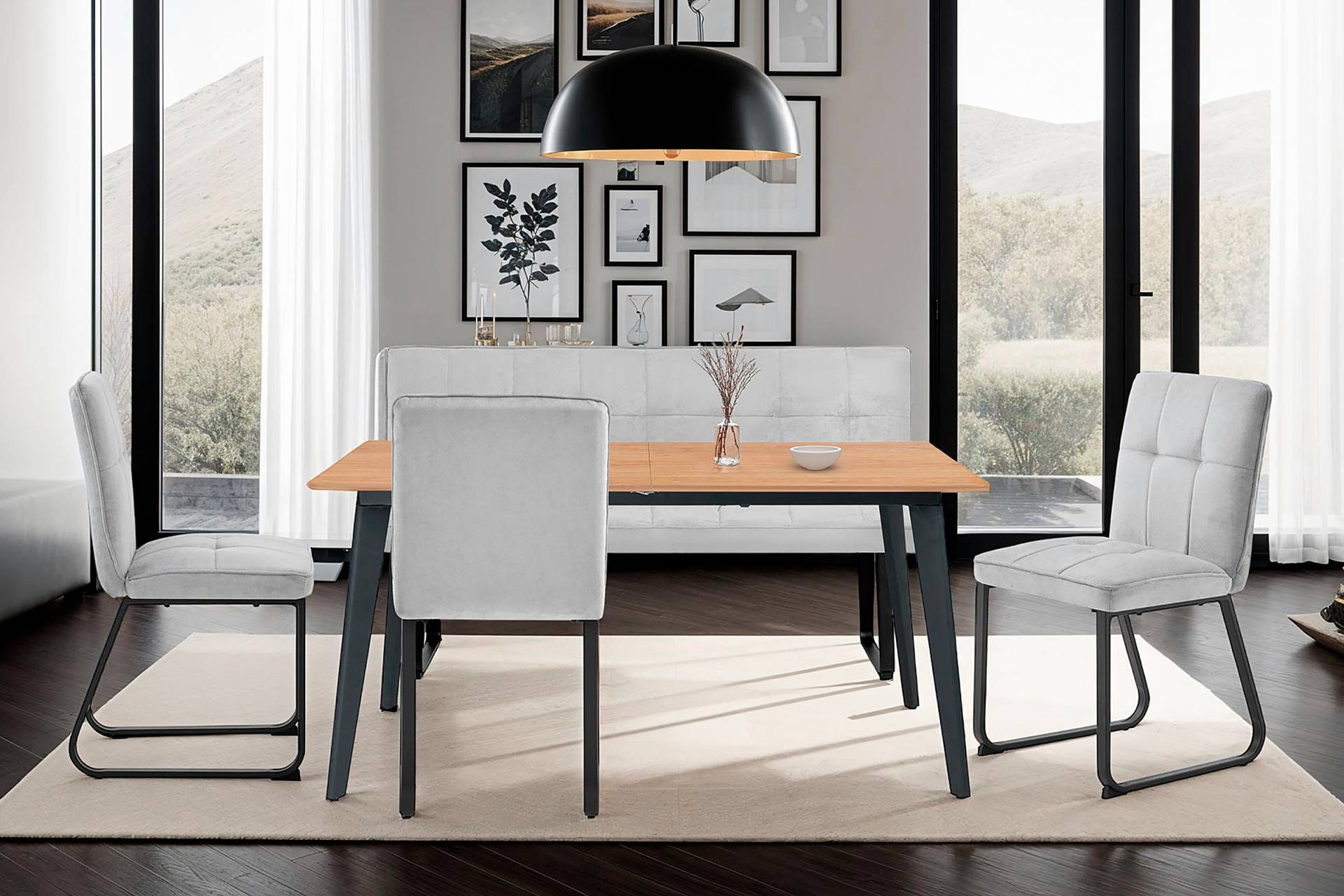 home24 Polsterstuhl Tilton I 2er-Set 46 x 86 x 55cm Grau/Lichtgrau von home24