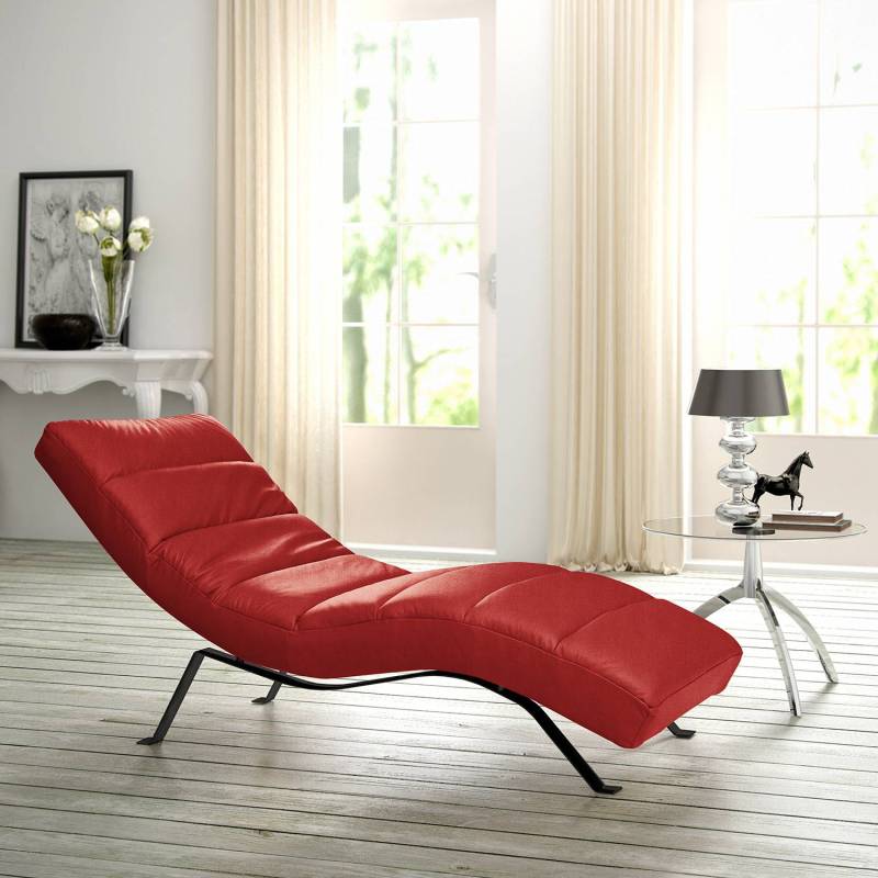 home24 Relaxliege Kasson Rot Echtleder Mabel Schwarz 172 x 96 x 68cm von home24