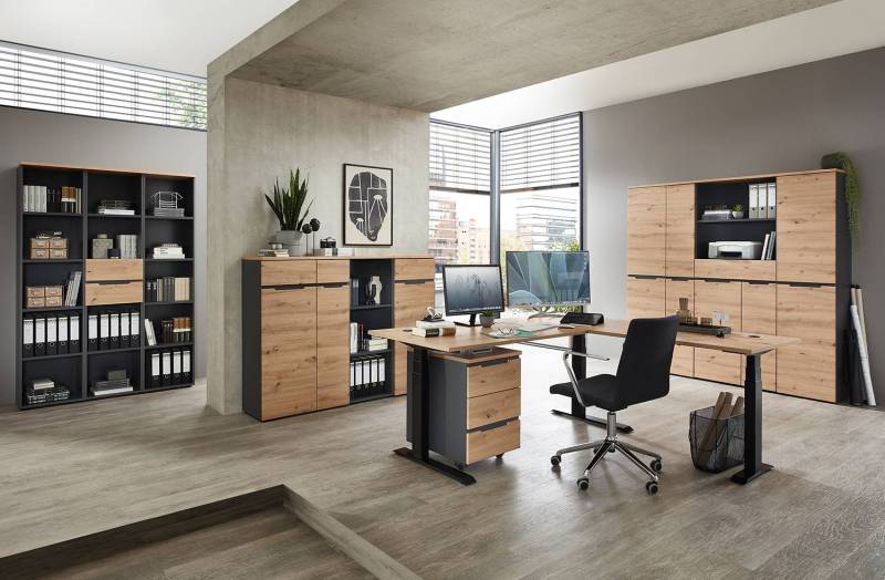 home24 Rollcontainer mit 3 Schubladen 45 x 66 x 55cm Braun/Grau/Beige von home24