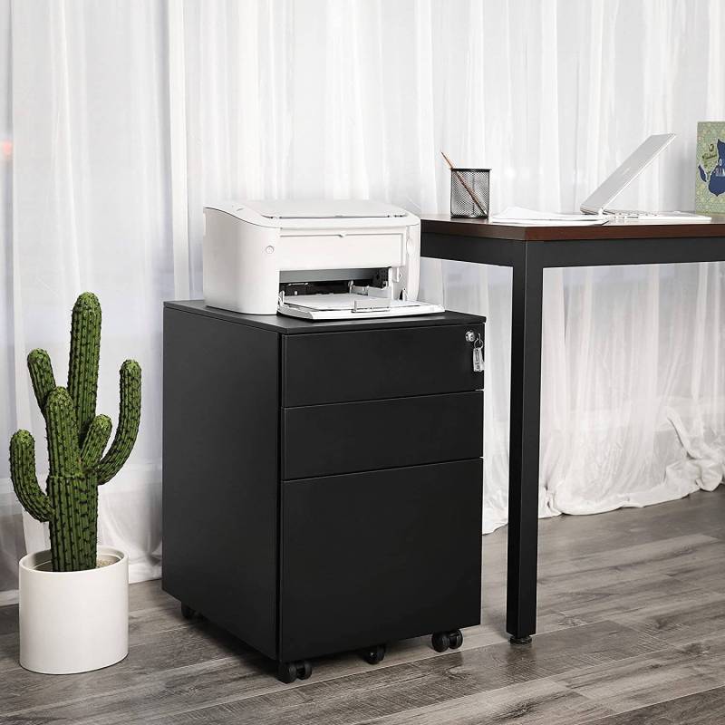 home24 Rollcontainer Le Ray 39 x 60 x 52cm Schwarz/Schwarz von home24