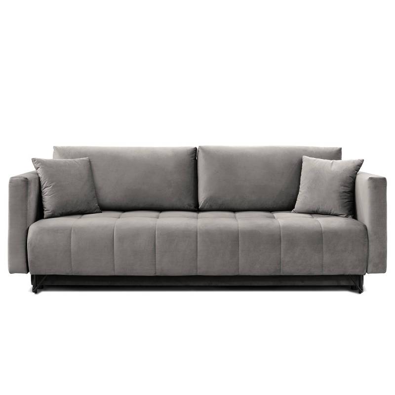 home24 Schlafsofa Bristol Silber Samt Ravi 227 x 87 x 102cm Modern von home24