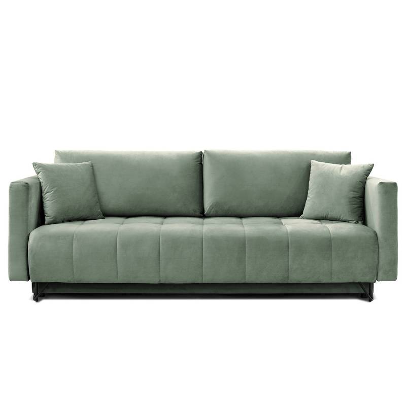 home24 Schlafsofa Bristol Grün Samt Ravi 227 x 87 x 102cm Modern von home24