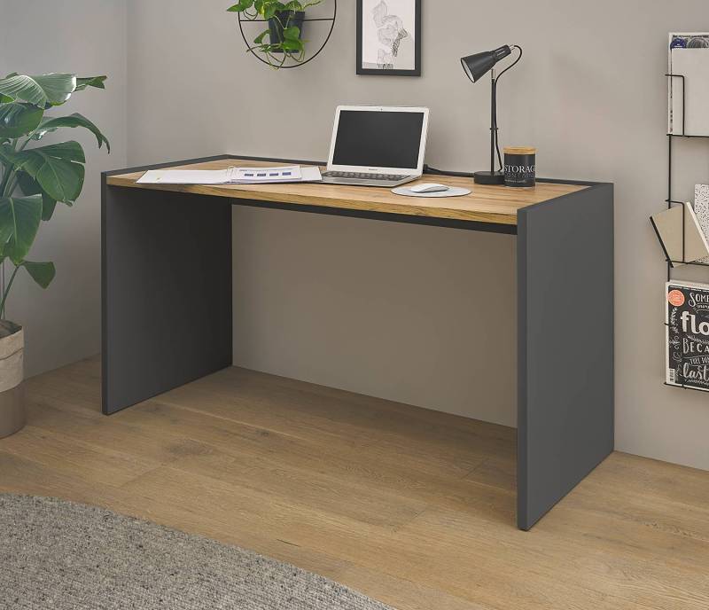 home24 Schreibtisch 143 x 76 x 62cm Grau/Anthrazit von home24