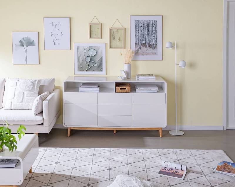 home24 Sideboard Skiby 150 x 83 x 40cm Weiß/Matt Weiß von home24