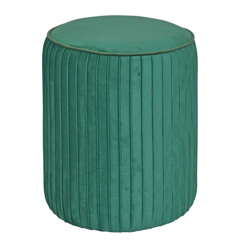 home24 Sitzpouf Glengarry I Ø 38cm Grün/Dunkelgrün von home24