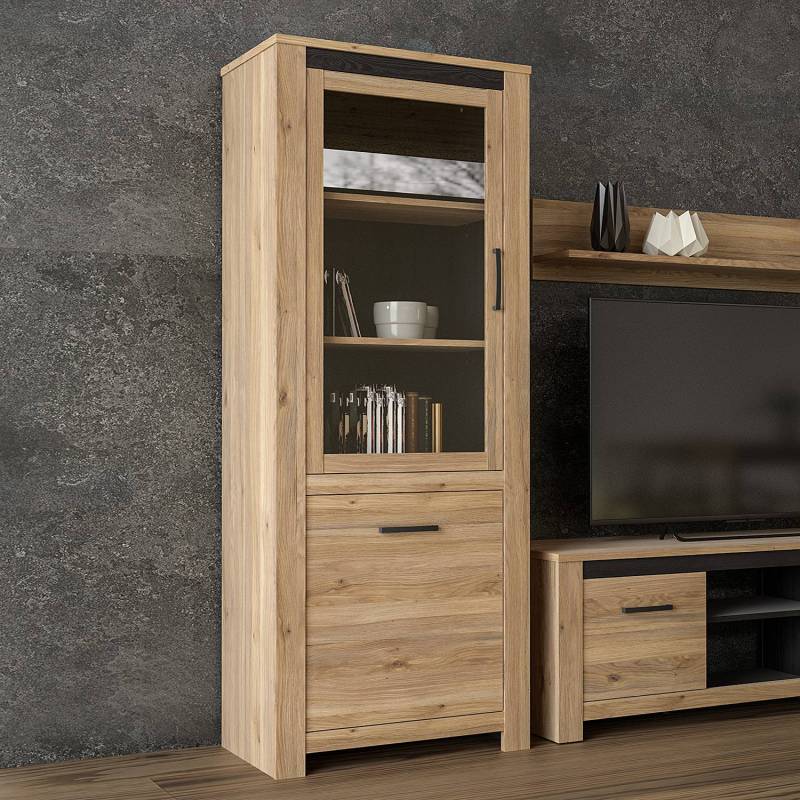 home24 Standvitrine 77 x 192 x 42cm Braun von home24