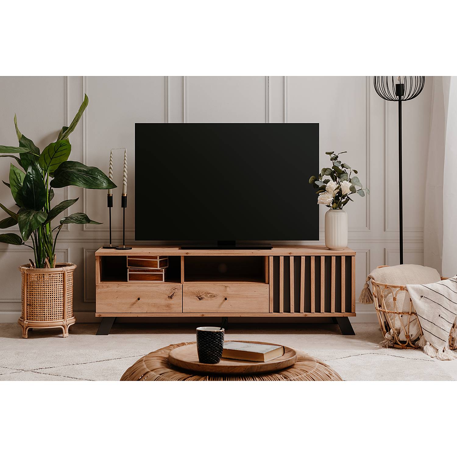 home24 TV-Lowboard Bimeda Spanplatte MDF Mitteldichte Holzfaserplatte , beschichtet Braun 138 x 44 x 40cm home24 TV-Lowboard Bimeda Spanplatte MDF Mitteldichte Holzfaserplatte , beschichtet Braun 138 x 44 x 40cm von home24