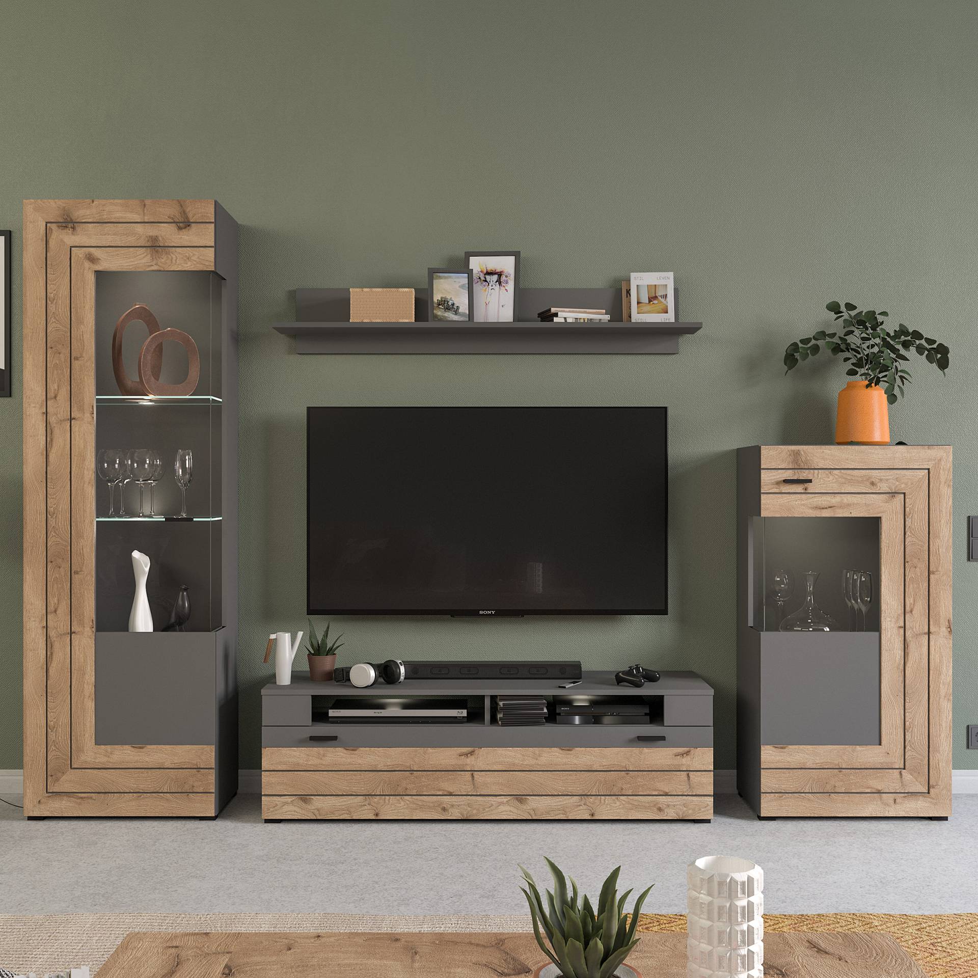 home24 TV-Lowboard Front: MDF Mitteldichte Holzfaserplatte , foliert Korpus: Spanplatte, foliert Braun/Grau 140 x 43 x 40cm home24 TV-Lowboard Front: MDF Mitteldichte Holzfaserplatte , foliert Korpus: Spanplatte, foliert Braun/Grau 140 x 43 x 40cm von home24