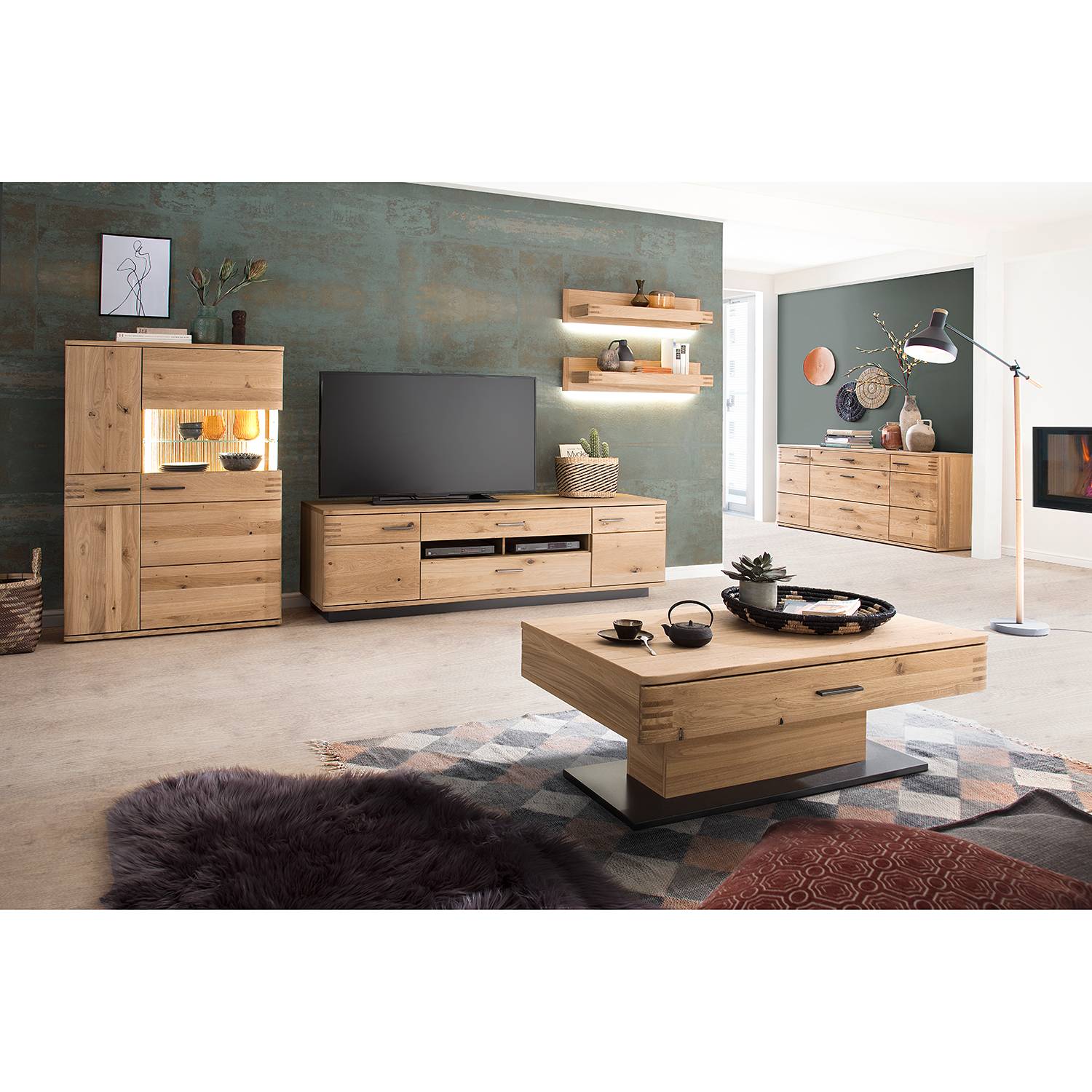 home24 Wandboard I 2er-Set Spanplatte, furniert Braun 90 x 20 x 25cm von home24