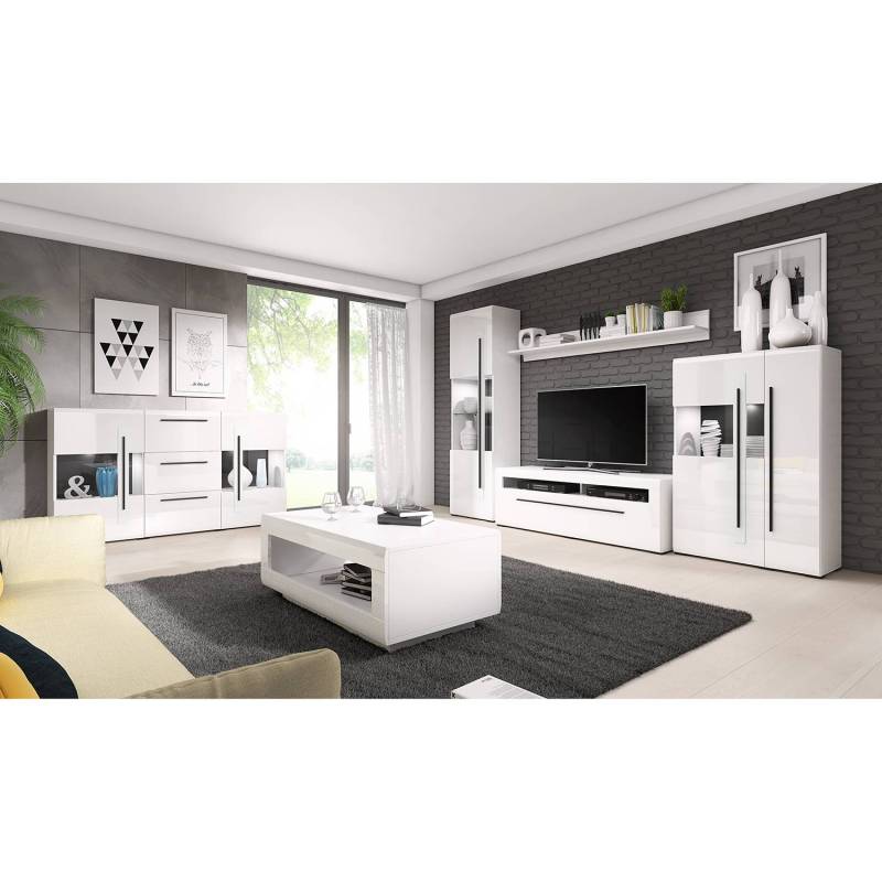 home24 Wandboard Spanplatte, lackiert Weiß/Hochglanz Weiß 160cm von home24