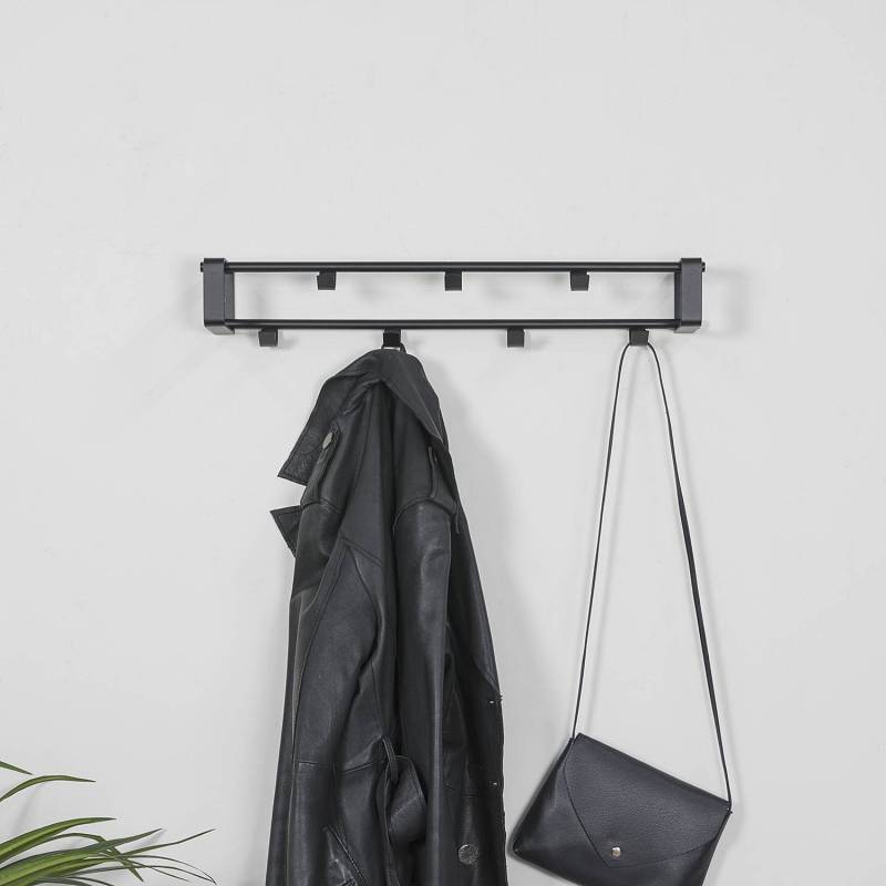 home24 Wandgarderobe Welbeck I 60 x 10 x 12cm Schwarz/Schwarz von home24