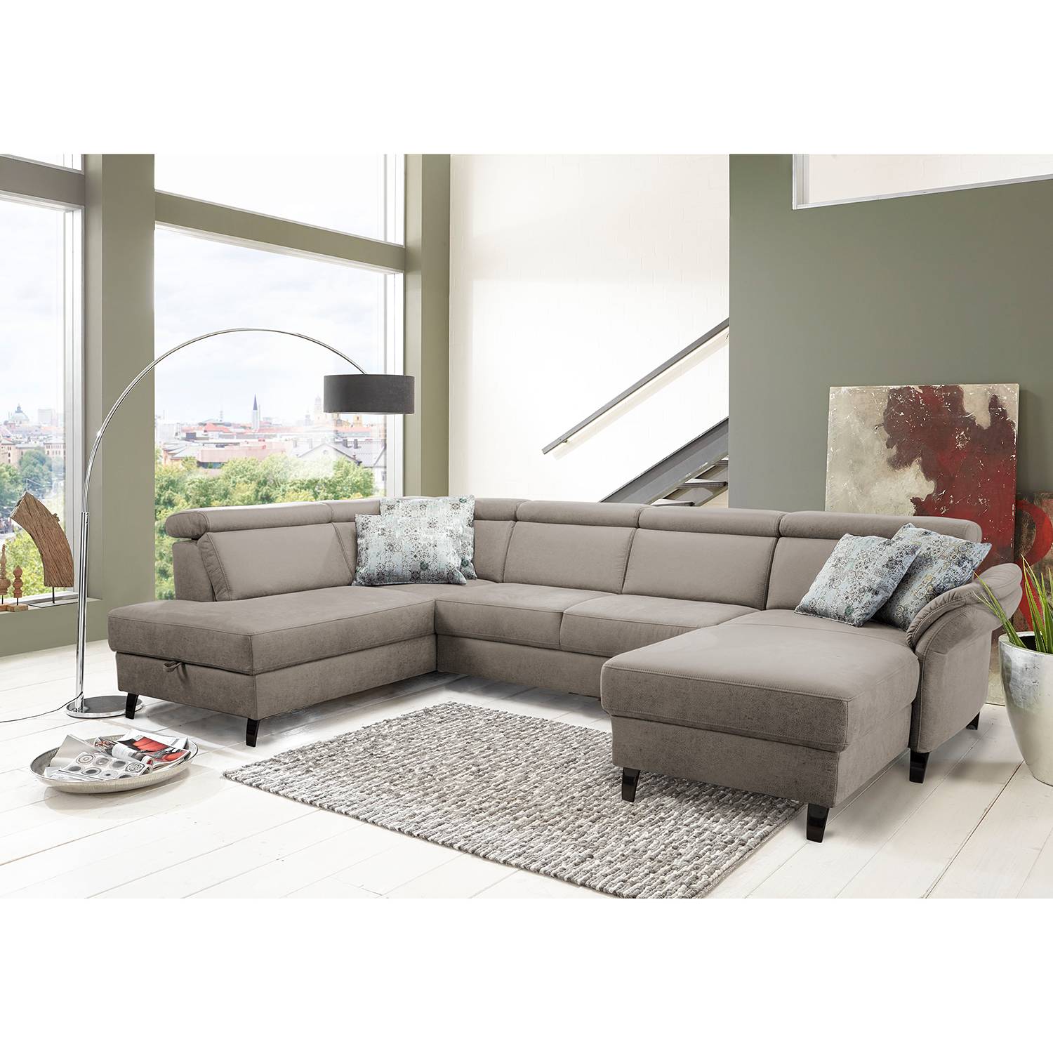 home24 Wohnlandschaft Vignols Grau 318 x 100 x 193cm Microfaser Taeko Ottomane davorstehend links mit Schlaffunktion home24 Wohnlandschaft Vignols Grau 318 x 100 x 193cm Microfaser Taeko Ottomane davorstehend links mit Schlaffunktion von home24