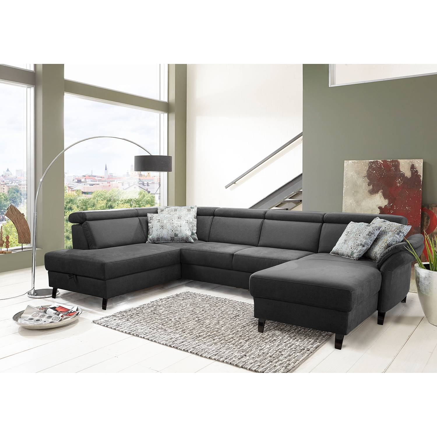 home24 Wohnlandschaft Vignols Schwarz 318 x 100 x 193cm Microfaser Taeko Ottomane davorstehend links mit Schlaffunktion home24 Wohnlandschaft Vignols Schwarz 318 x 100 x 193cm Microfaser Taeko Ottomane davorstehend links mit Schlaffunktion von home24