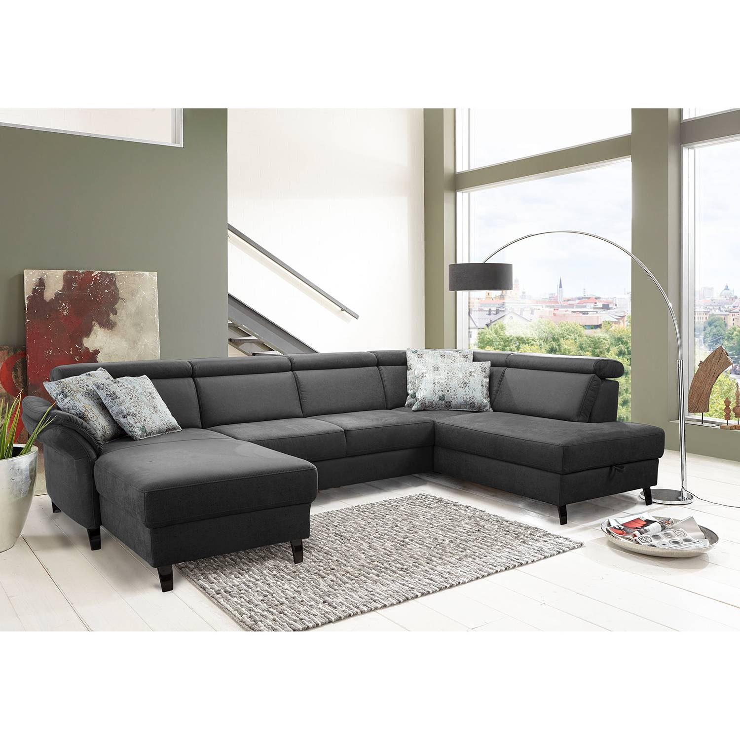 home24 Wohnlandschaft Vignols Schwarz 318 x 100 x 193cm Microfaser Taeko Ottomane davorstehend rechts mit Schlaffunktion home24 Wohnlandschaft Vignols Schwarz 318 x 100 x 193cm Microfaser Taeko Ottomane davorstehend rechts mit Schlaffunktion von home24