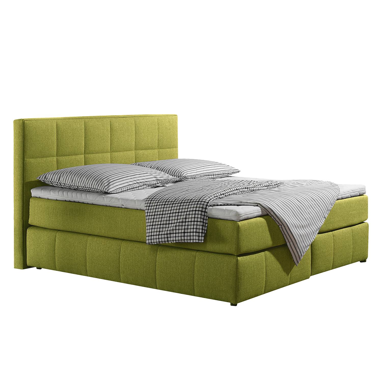 loftscape Boxspringbett Lifford 100x200 cm Strukturstoff Lemon mit Matratze Modern von loftscape