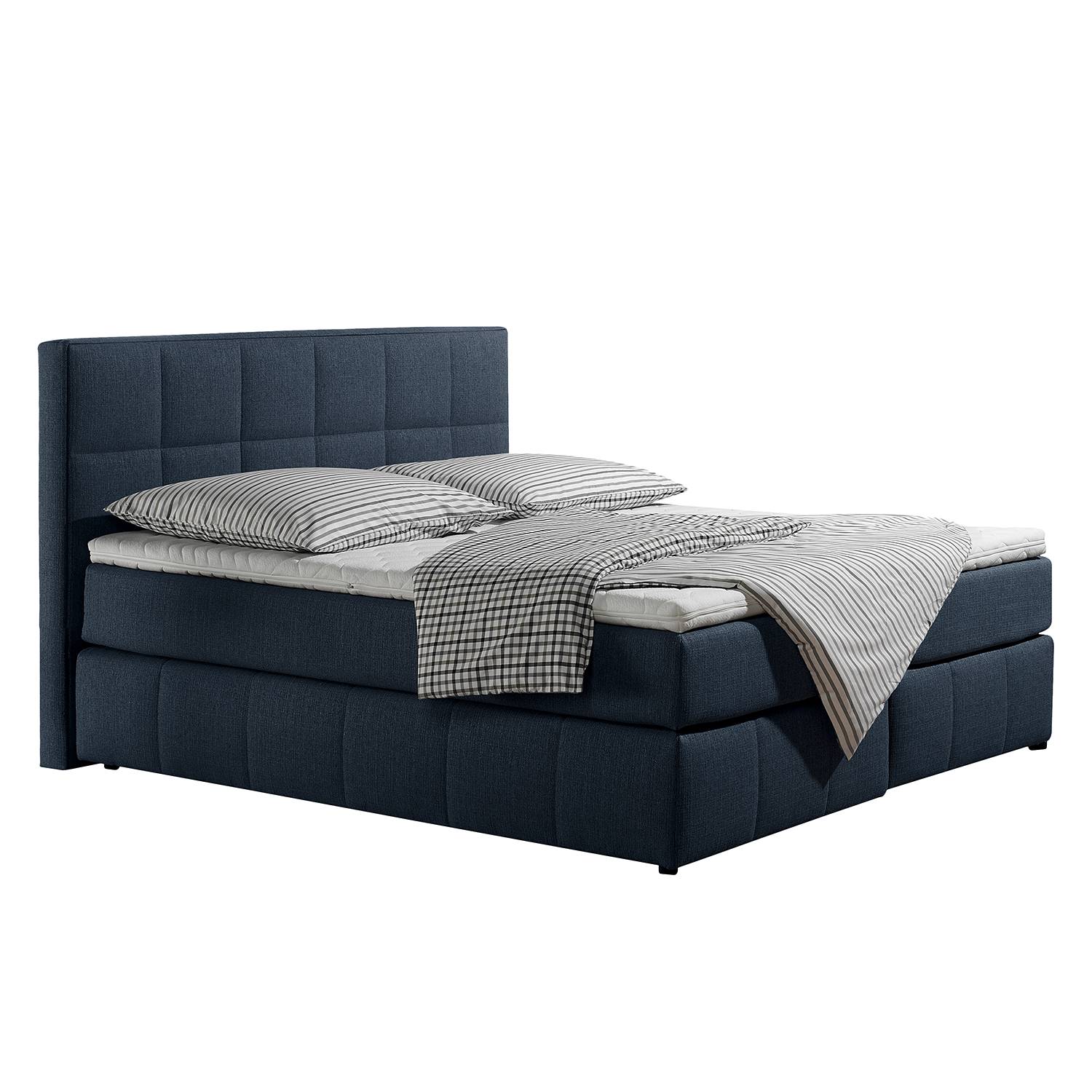 loftscape Boxspringbett Lifford 140x200 cm Strukturstoff Jeansblau mit Matratze Modern von loftscape