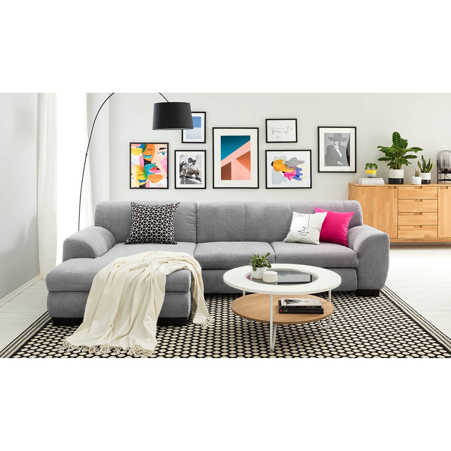 loftscape Ecksofa Lefroy II Granit Webstoff 277x78x156 cm mit Schlaffunktion von loftscape