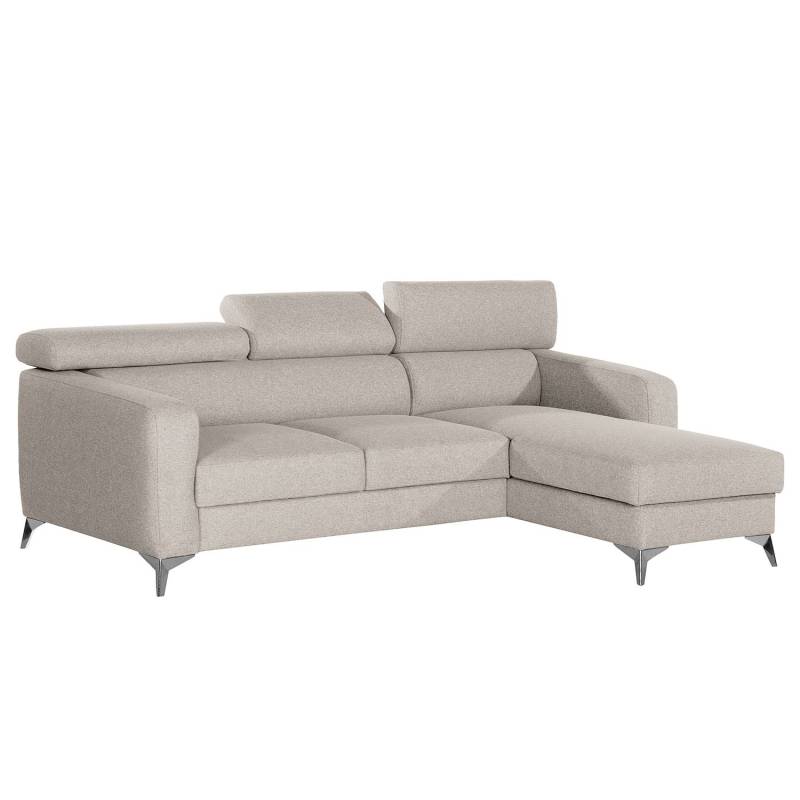 home24 Ecksofa mit Longchair Grau/Hellgrau Webstoff Voer 239 x 91 x 168cm Longchair davorstehend rechts Modern von home24