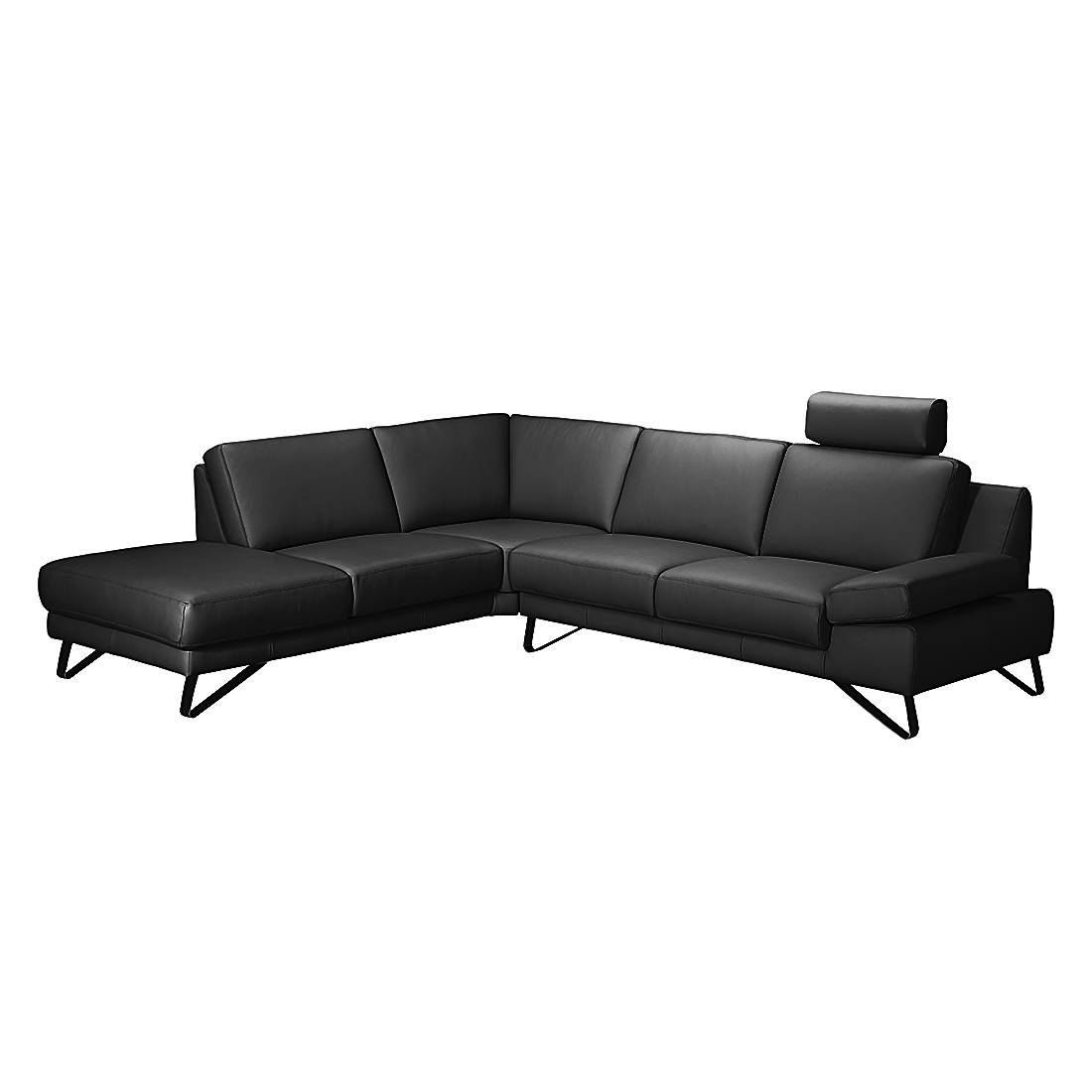 loftscape Ecksofa Silvano 2,5-Sitzer Schwarz Echtleder 270x81x232 cm (BxHxT) Modern von loftscape