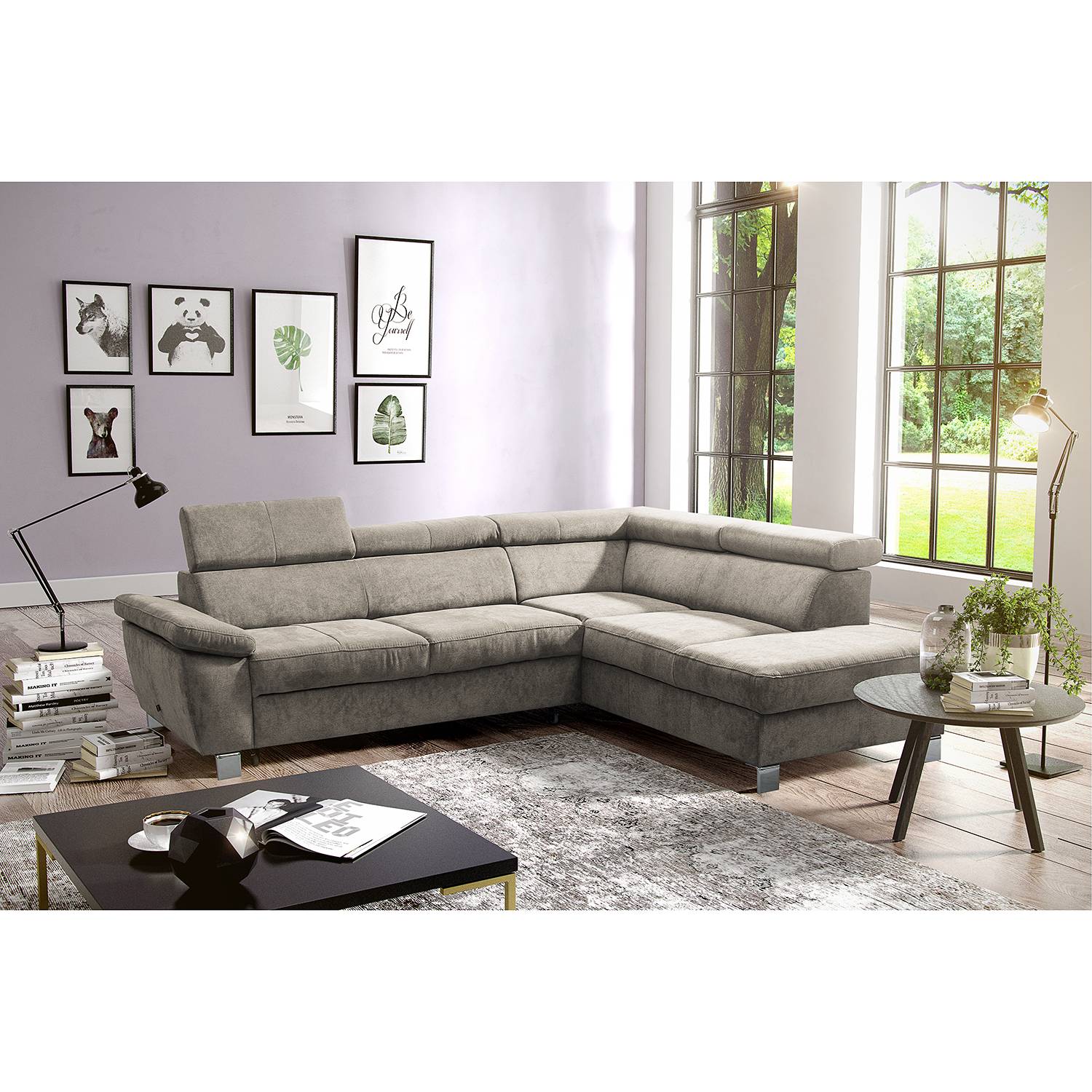 loftscape Ecksofa Waal II Cappuccino Microfaser 252x76x208 cm mit Schlaffunktion von loftscape