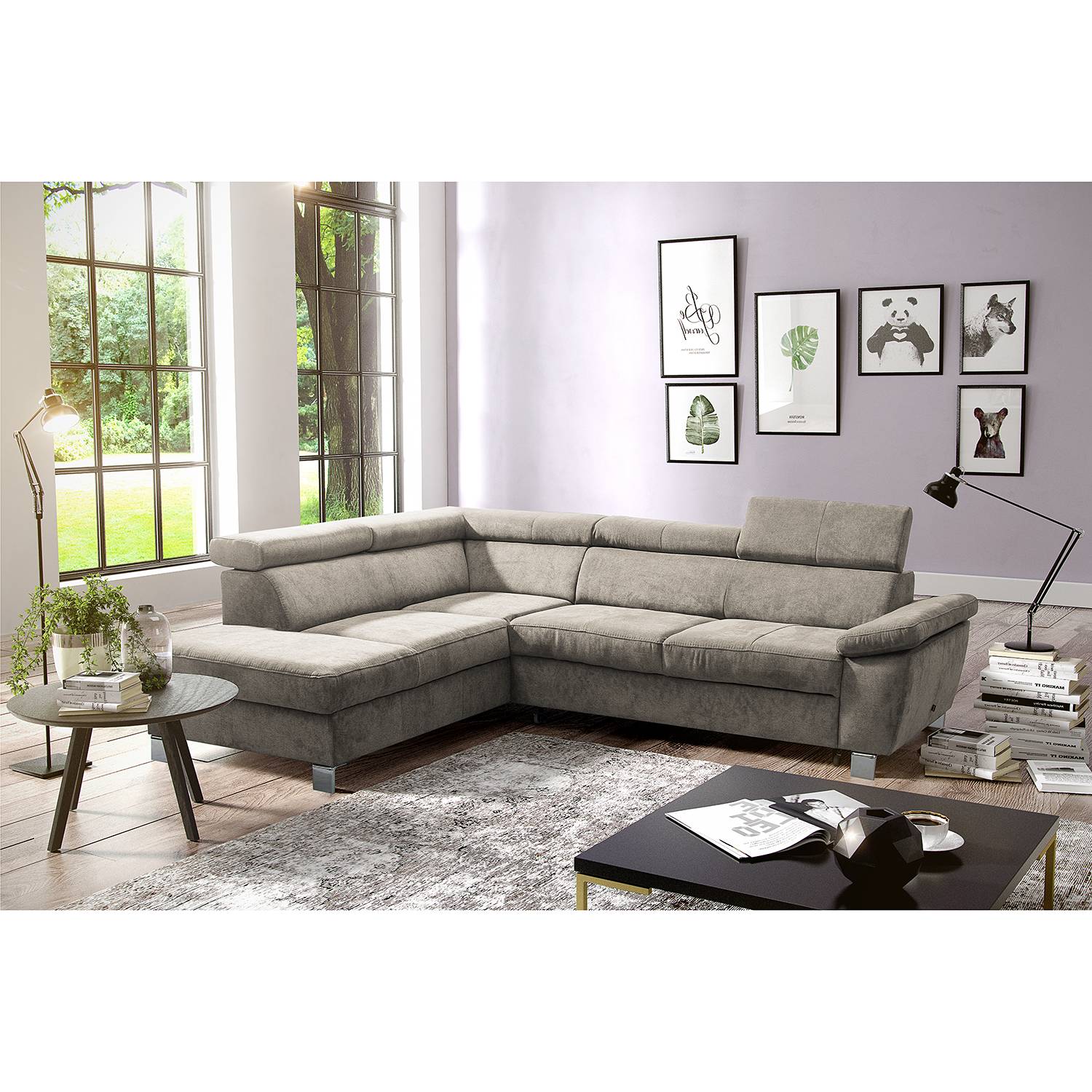 loftscape Ecksofa Waal II Cappuccino Microfaser 252x76x208 cm mit Schlaffunktion von loftscape