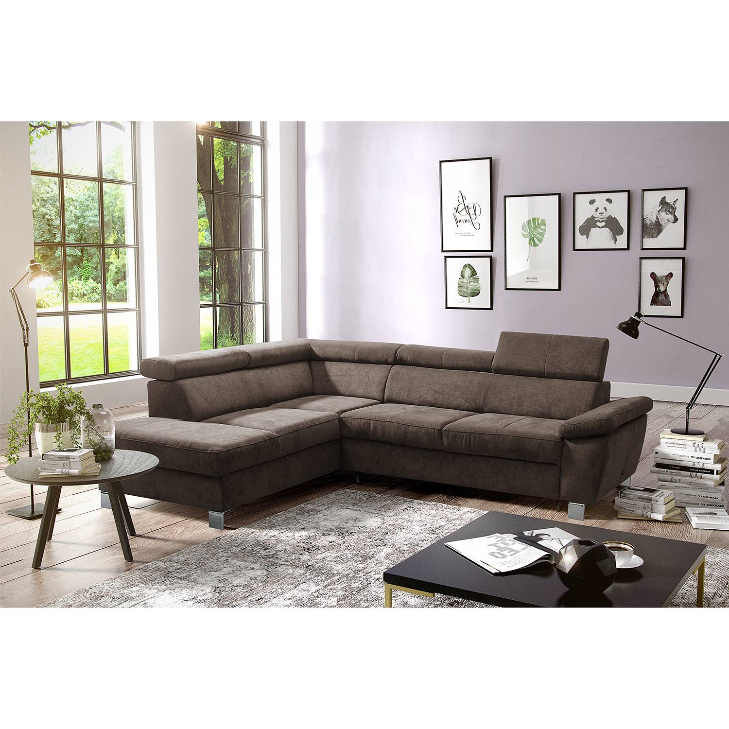 loftscape Ecksofa Waal II Kokosnuss Braun Microfaser 252x76x208 cm mit Schlaffunktion von loftscape