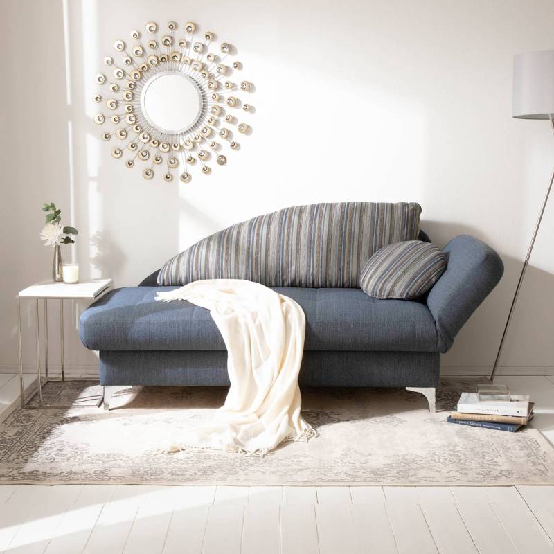 home24 Recamiere Limon Blau/Jeansblau Webstoff 182 x 79 x 86cm Armlehne davorstehend links Modern von home24