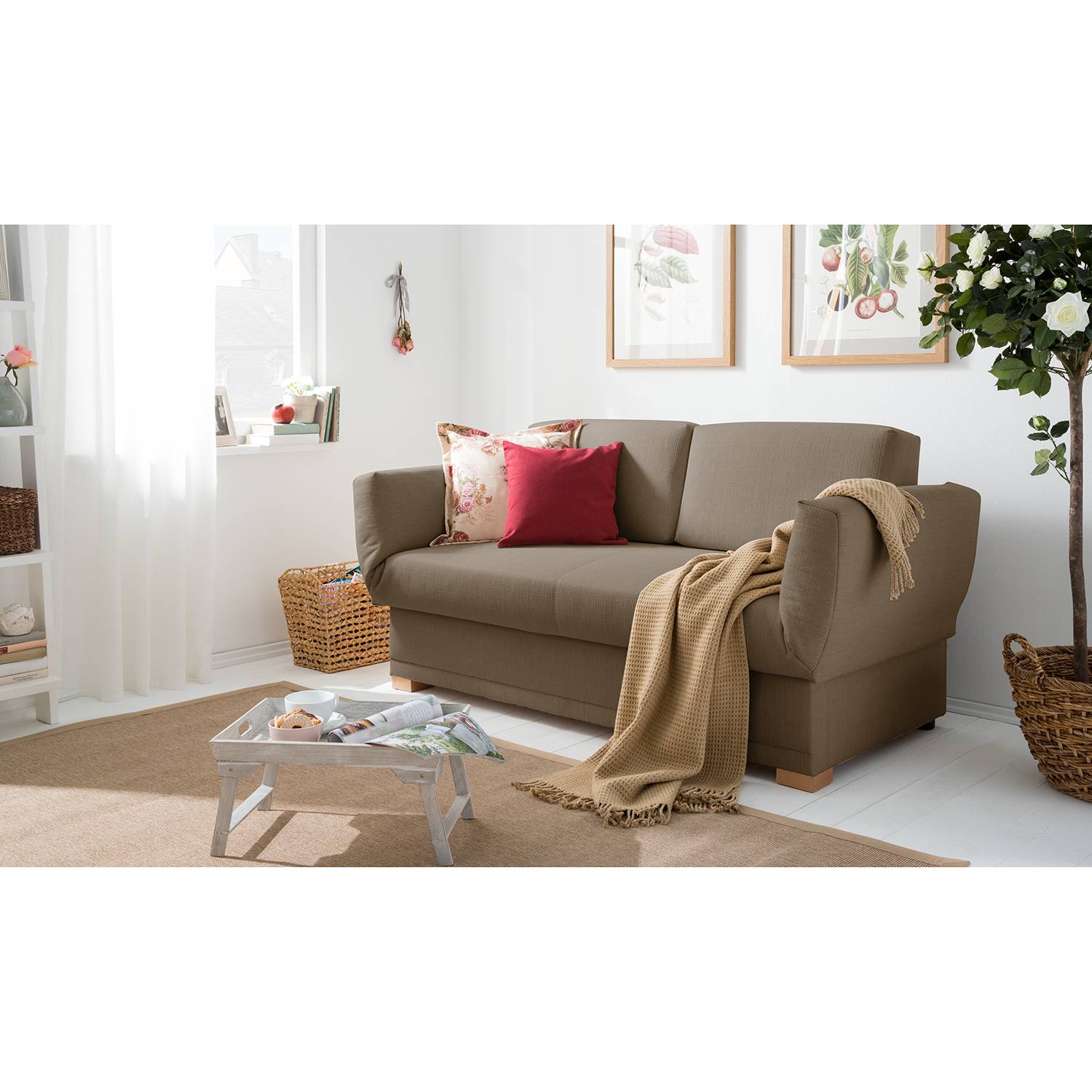 loftscape Schlafsofa Gardner II Saharagrau Webstoff 176x84x86 cm von loftscape