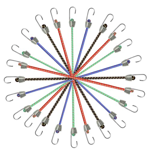 12 Stück Expander mit Haken, Gepäckspanner, Gummiband mit Haken 25,4 cm Bungee Seile Aus Gummi Spanngummi mits Hakens Kurz Robuste Elastische Gepäckgurte Kordelbinder für Outdoor Camping von loghohu